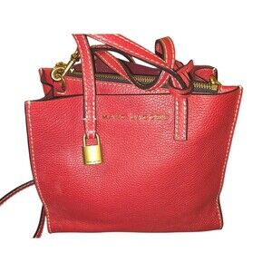 MARC JACOBS M0015685 MINI GRIND POMEGRANATE RED GOLD HARDWARE WOMENS SMALL TOTE